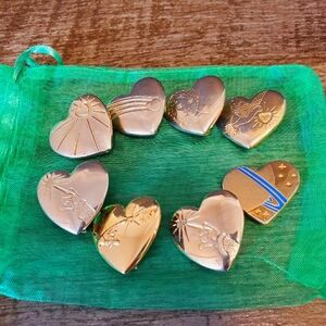 Gold Heart-Shaped Pins By Variety Club, Some Disney Collab Vintage 8 Pieces. 1"